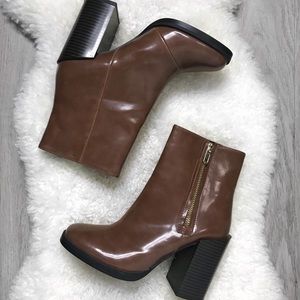 Chestnut Brown Booties Forever21 5.5